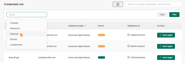 credential delivery status