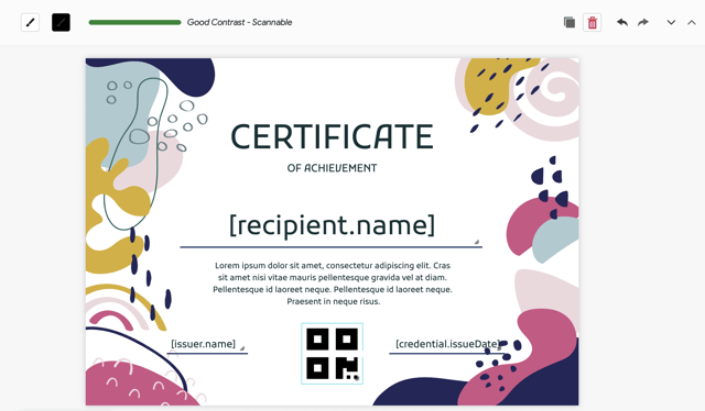 adding a qr code to your digital certificate inside the designer on Sertifier App
