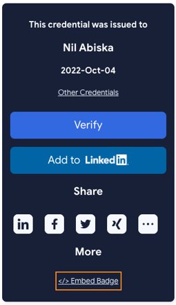 embed badge text field