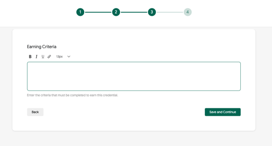 earning criteria field for credential details