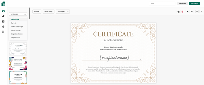 change size of certificate design