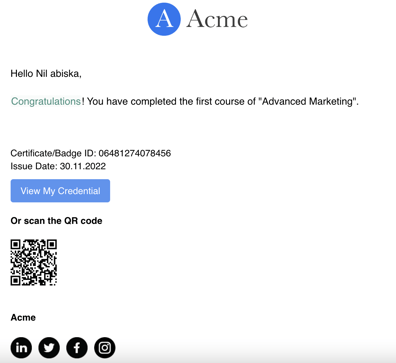 credential achievement email