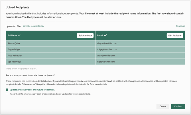 choose attributes for digital credentials on Sertifier App