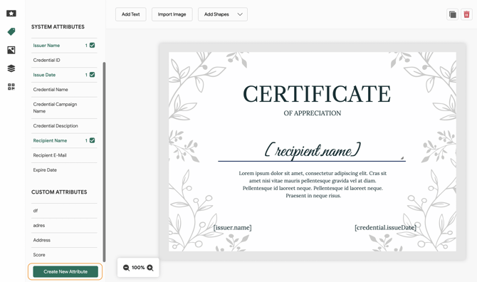 creating Attributes for digital certificates on Sertifier App