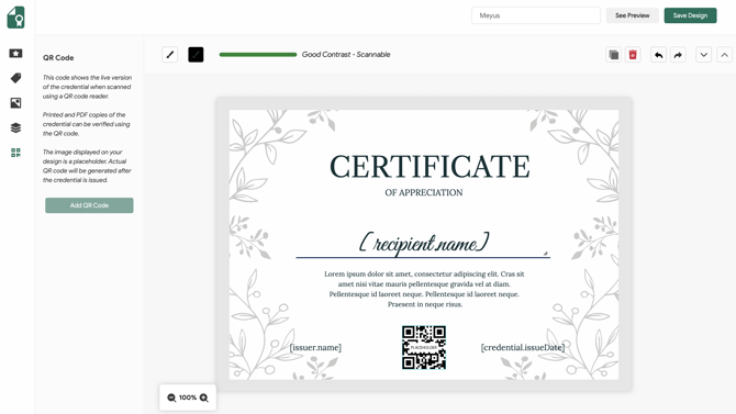 add qr code to your credential design