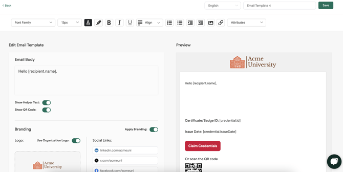 email template degreed integration