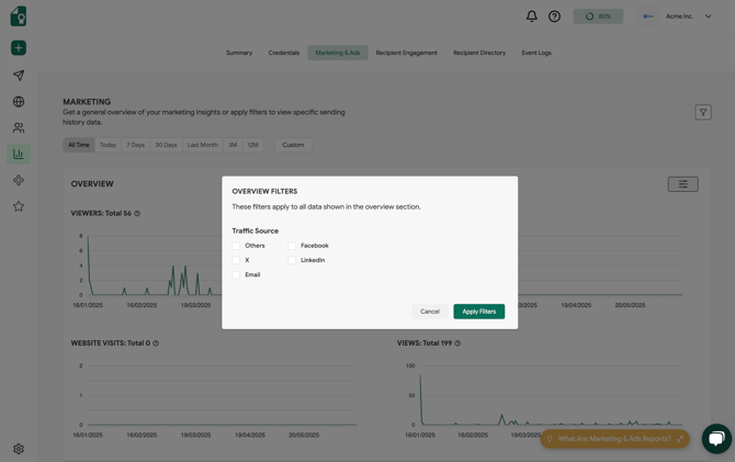 Marketing & Ads Overview Filters