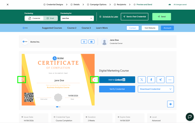 Multi-Page Certificate Campaign Preview Switch Design