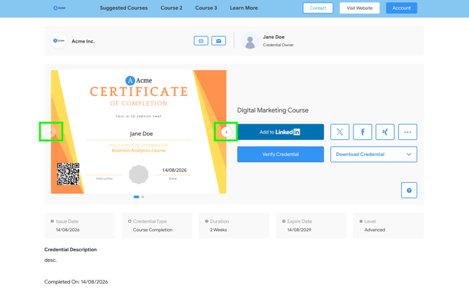 Multi-Page Certificate Credential Page Switch Design
