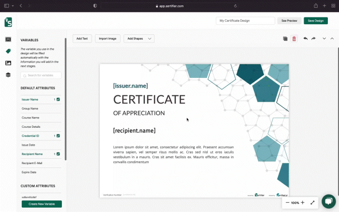 how to add issue date to certificate design mini