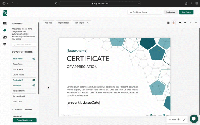 how to add recipient name to certificate design