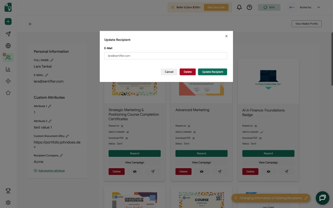 Recipient Profile Update Recipient
