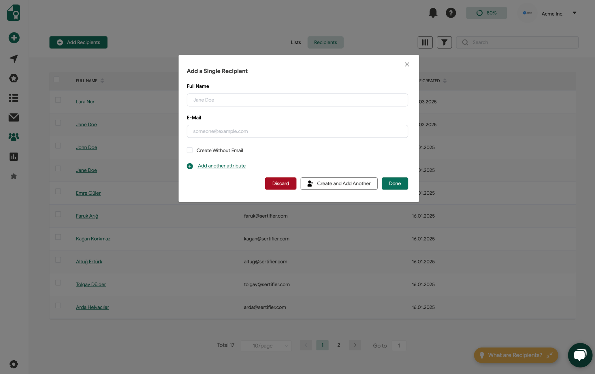 What is Recipients?