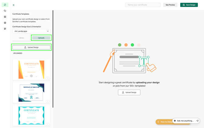 Upload Certificate Design