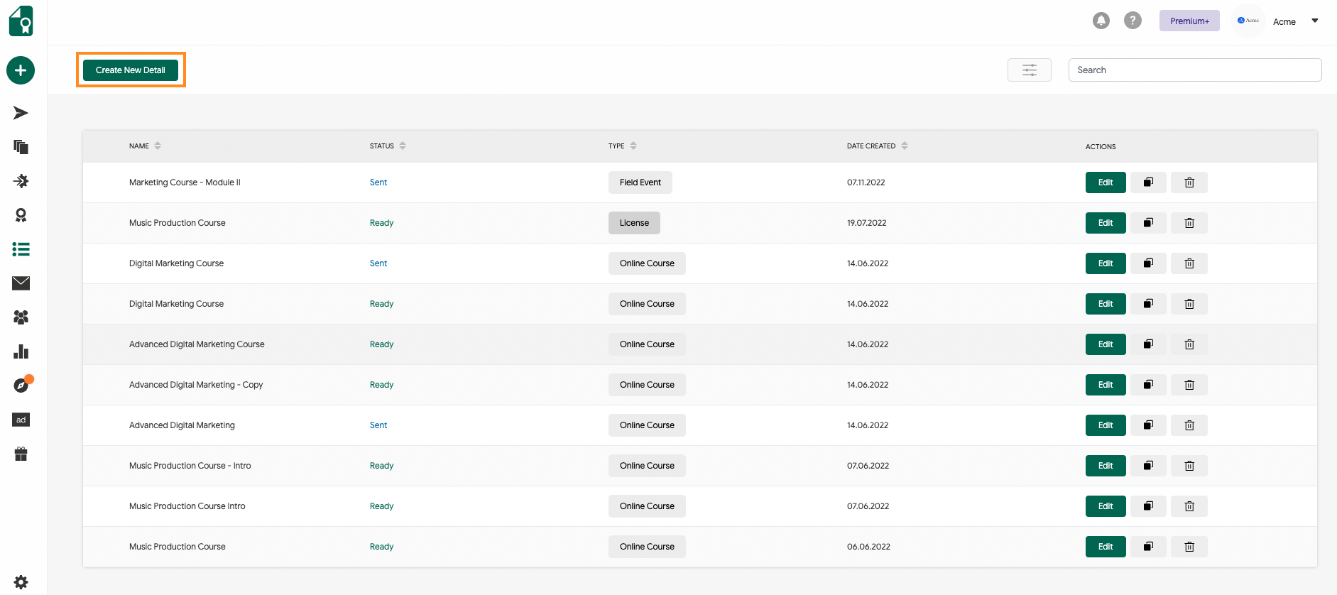 creating a new detail for credentials inside sertifier app